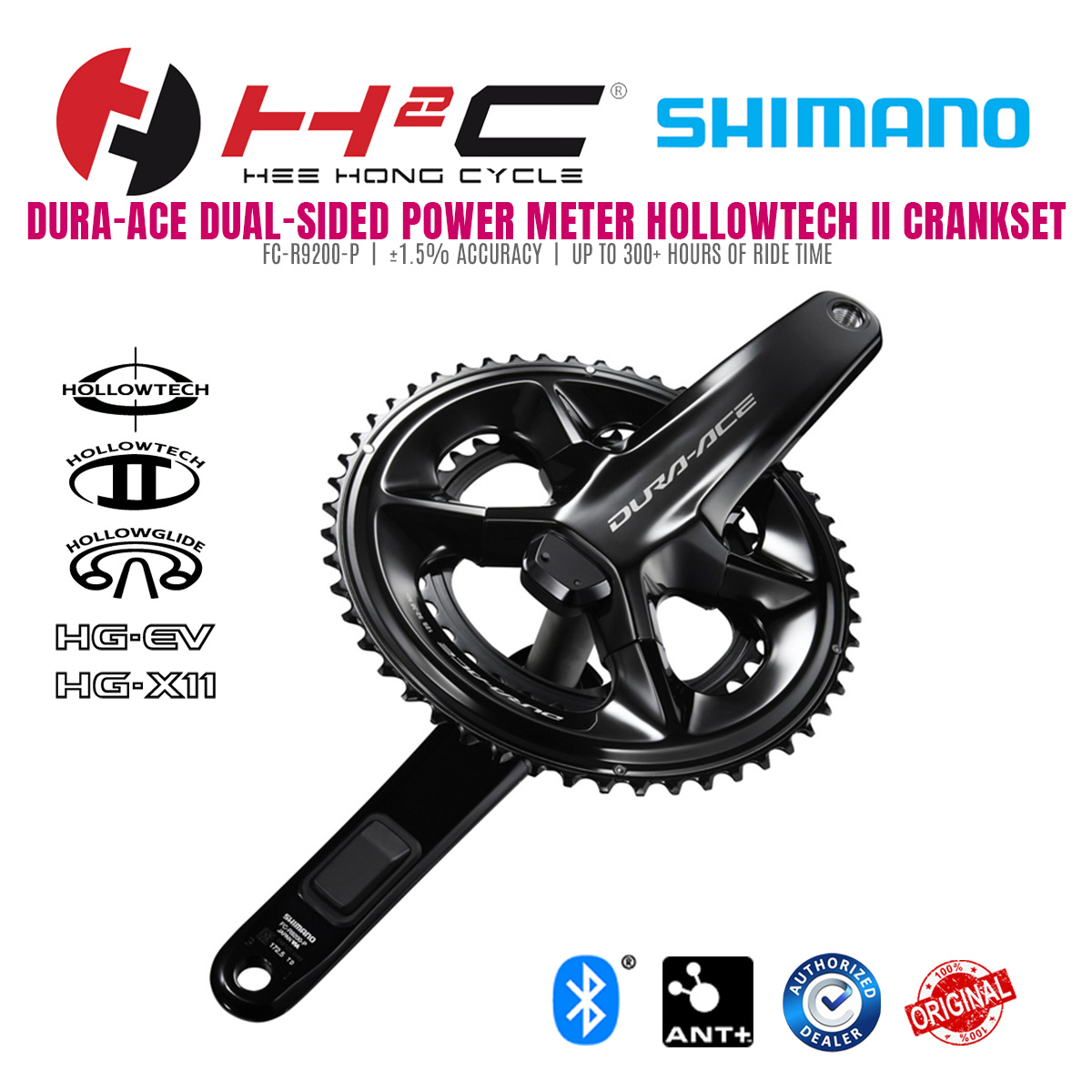 SHIMANO DURAACE DualSided Power Meter HOLLOWTECH II Crankset 2x12speed FCR9200P